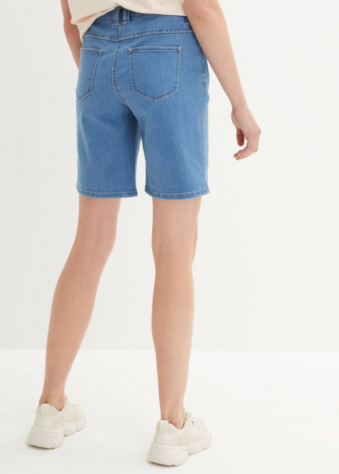 Stretch-Jeans-Bermuda mit Bequembund