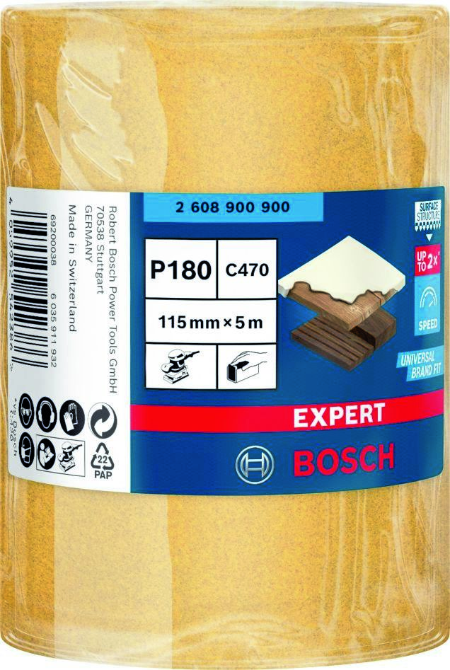 Bosch plavi pribor 2608900900 Expert C470 valjak brusnog papira za ručno brušenje 115 mm, 5 m, K180