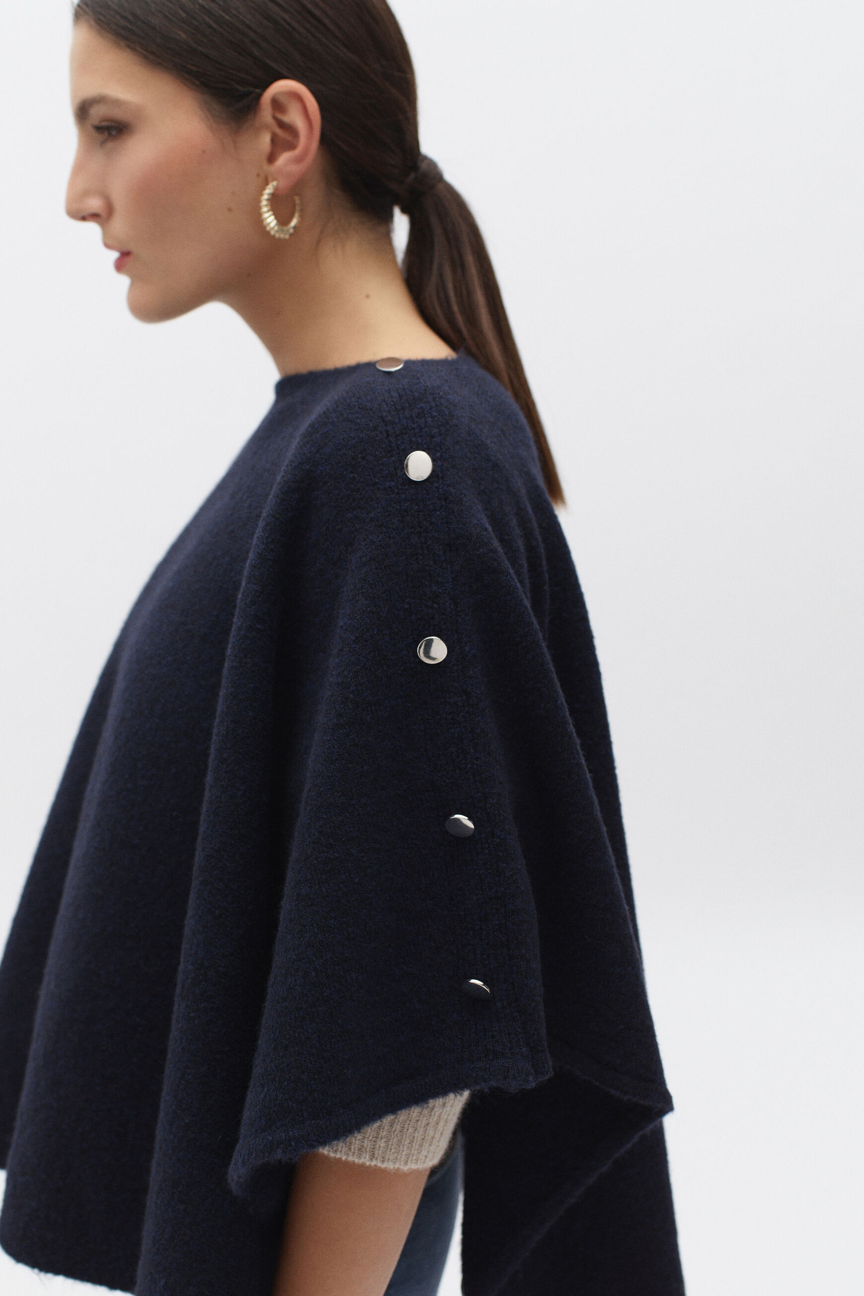 poncho lisa b bleu marine femme