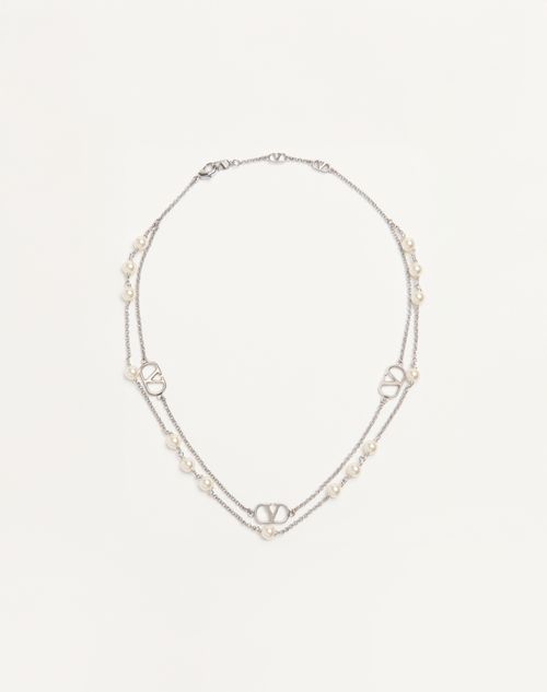 Colar exclusivo VLogo em metal e pérolas Swarovski®