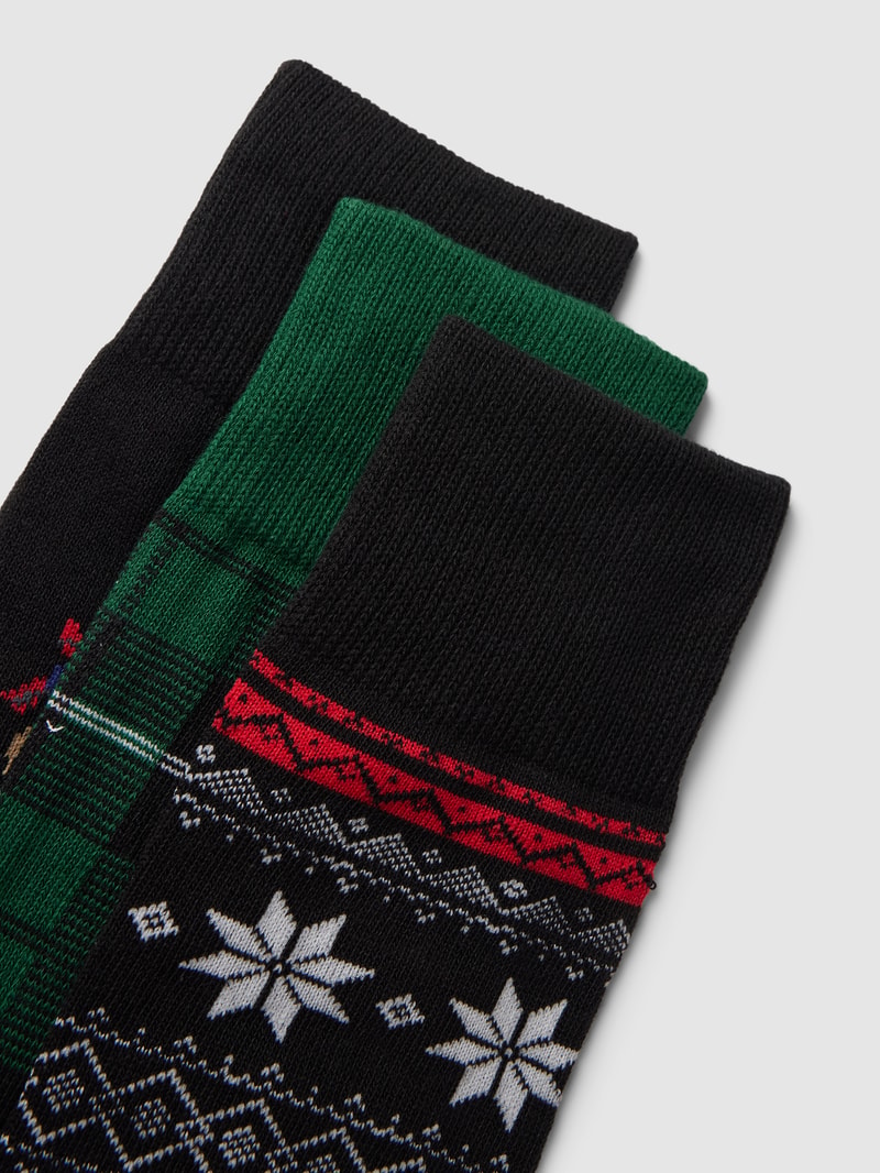 Socken mit Label-Details im 3er-Pack Modell 'HOLIDAY' in schwarz