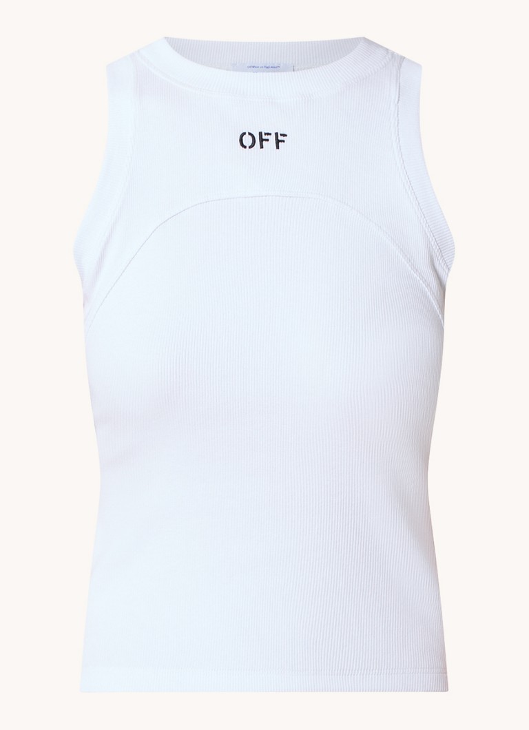 Off-White Rib-knit tank top with logo embroidery
