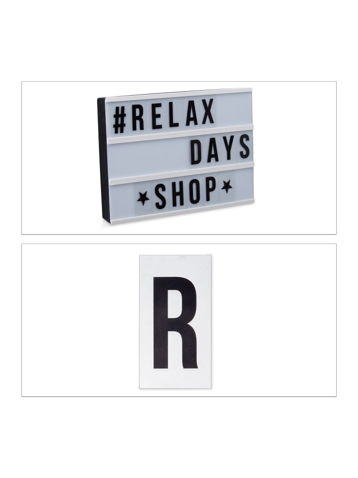 relaxdays Light Box mit 85 Zeichen in Weiß/Schwarz günstig kaufen onesize