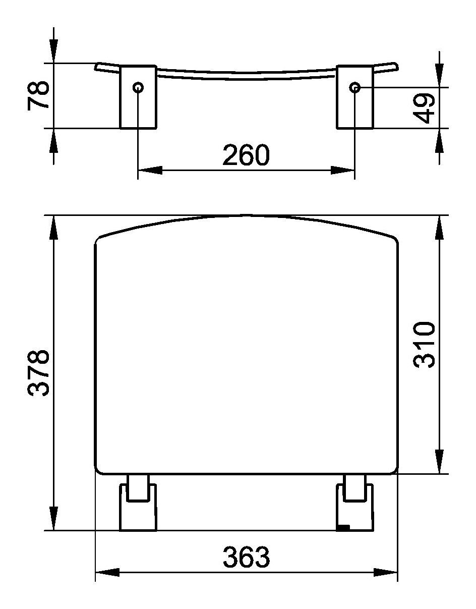 Keuco Duschklappsitz Plan, Klappsitz 363 x 78 x 378 mm - Verchromt / Lichtgrau