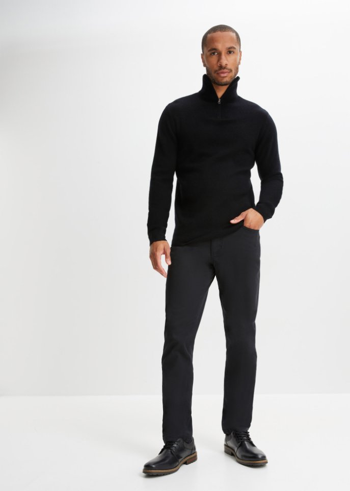 Premium Wollpullover mit Good Cashmere Standard®-Anteil, Troyerkragen