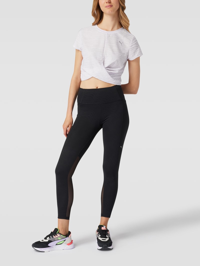 Cropped T-Shirt mit Strukturmuster in flieder