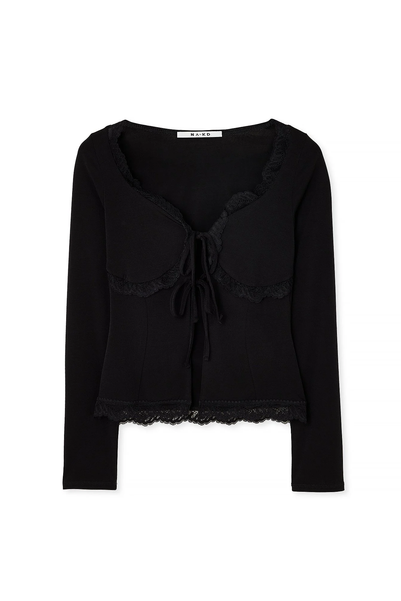 Long Sleeve Lace Tie Top
