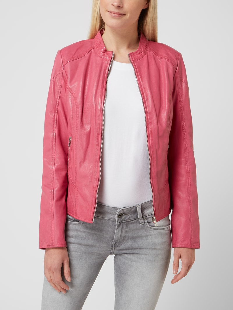 Lederjacke im Biker-Look Modell 'Ylvi' in pink