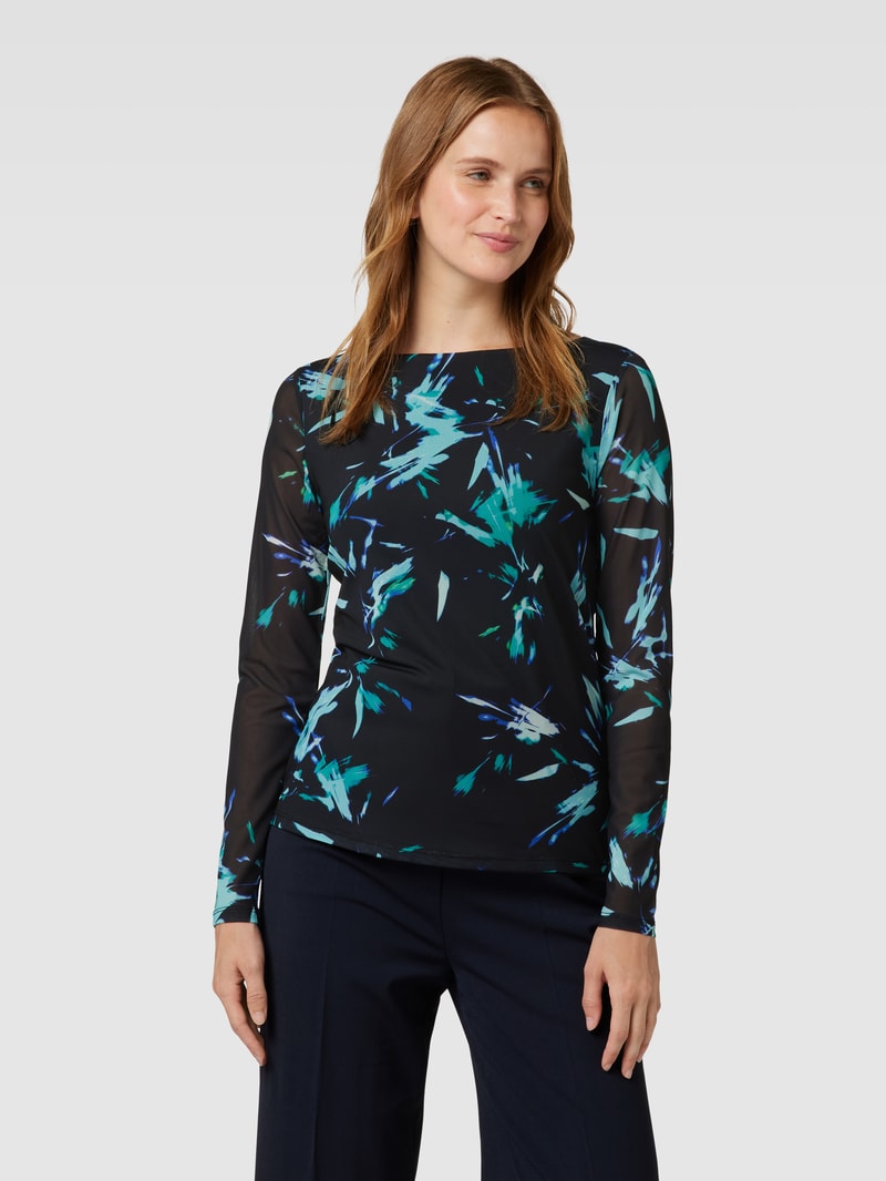 Longsleeve in semitransparentem Look in petrol