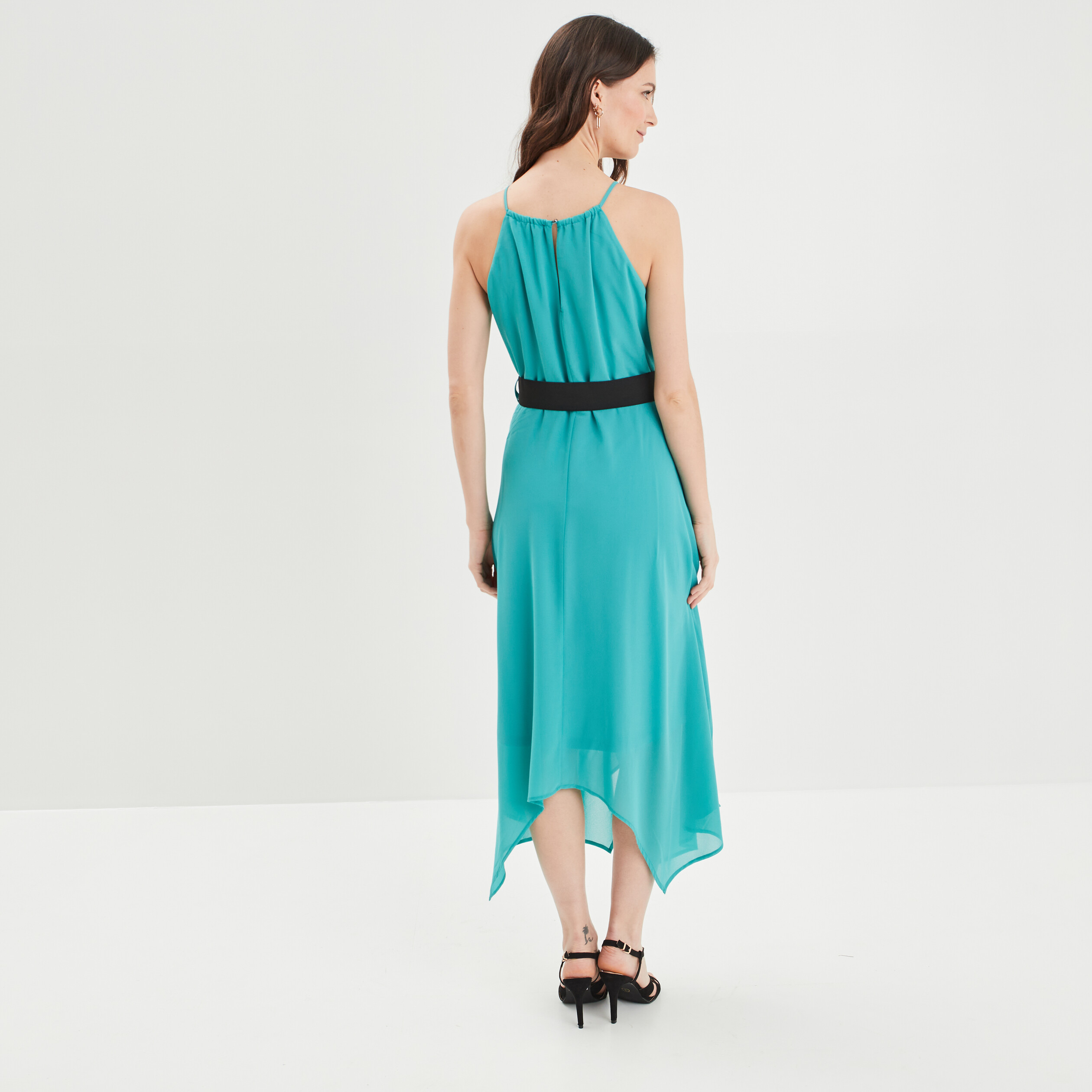 Robe longue patineuse bleu turquoise femme | La Halle