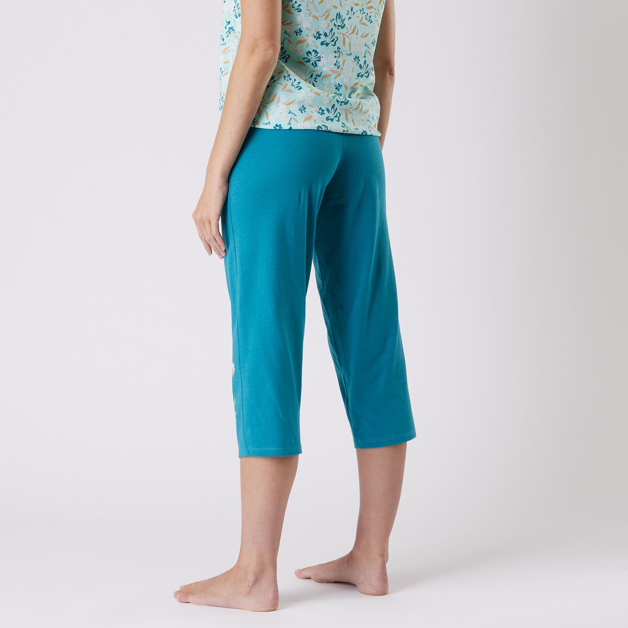 Pantalon court pyjama imprimé placé 