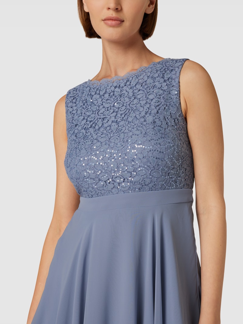 Cocktailkleid mit Paillettenbesatz in blau