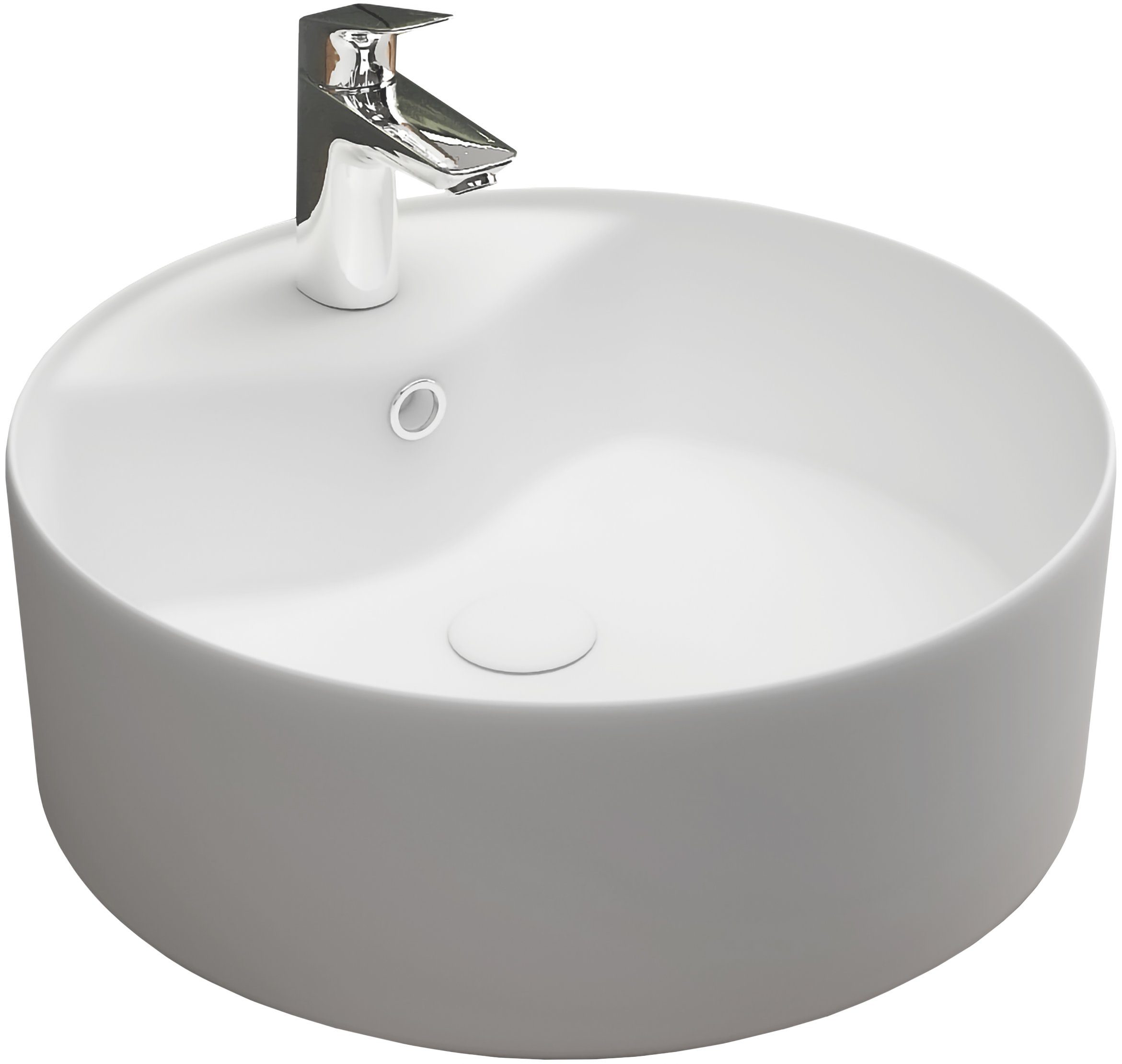 Alpenberger Aufsatzwaschbecken Klein - Waschbecken Rund 40 cm Ø - Keramik Waschschale mit Überlauf (1-tlg., 1-St., Handwaschbecken), Aufsetzbare Washbasin pflegeleicht & hygienisch mit Lotuseffekt