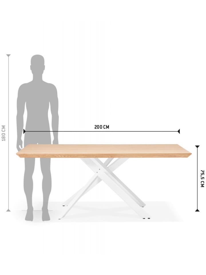 KADIMA DESIGN Esstisch aus Holz mit X-Bein Metallgestell | Modern Industrial in Beige-Weiß günstig kaufen onesize
