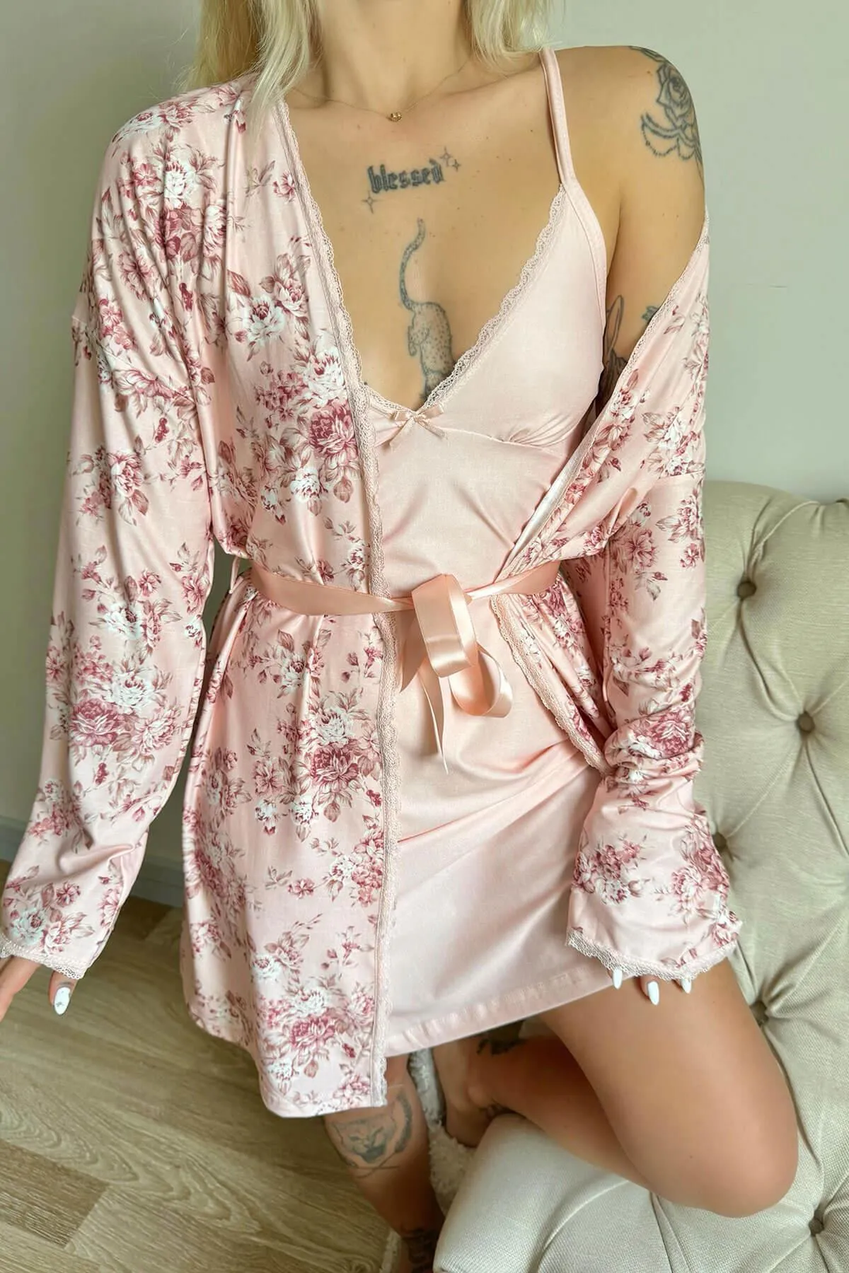 Pijamaevi  Pyjama set - Rosa - Unifarben