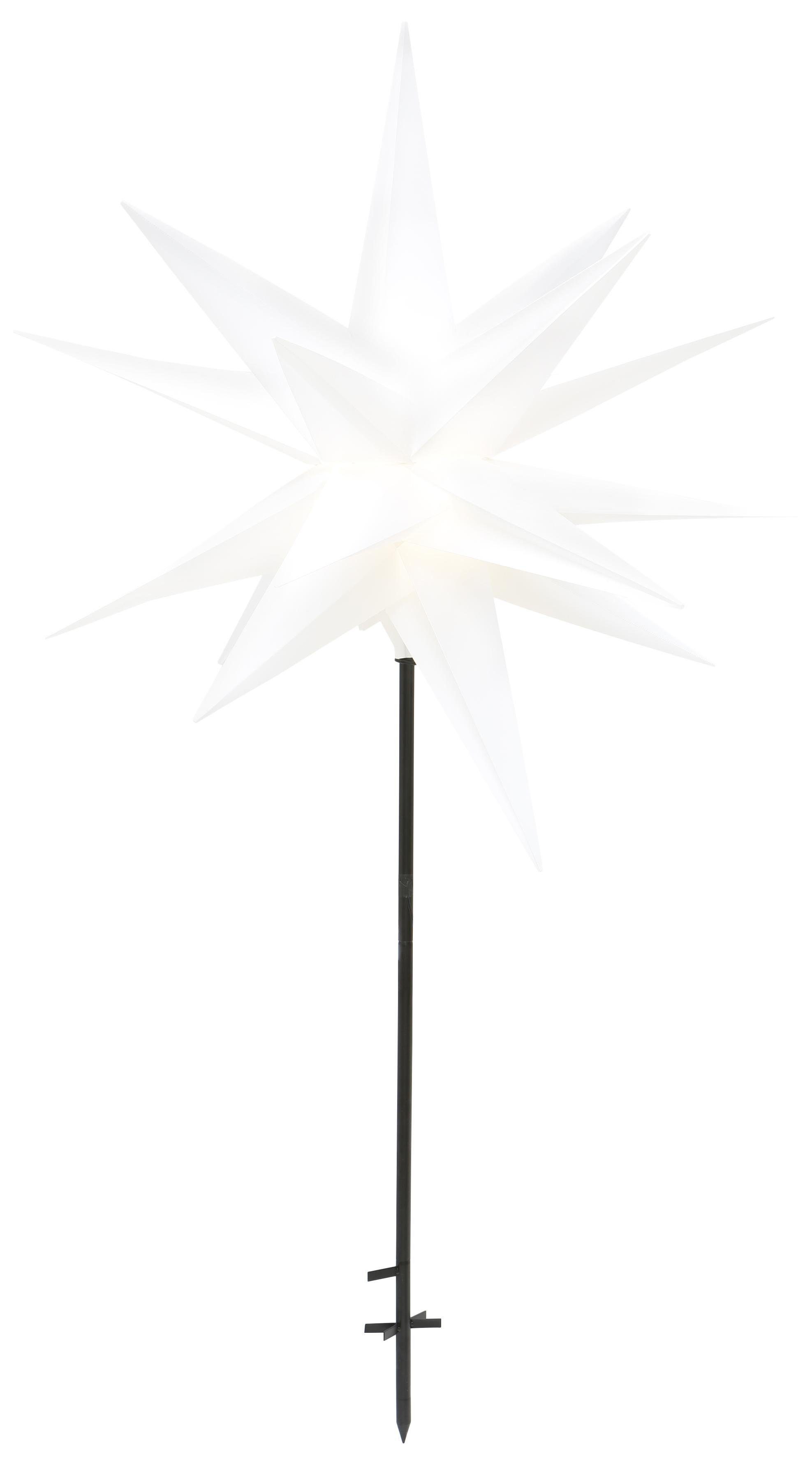 Star-Max LED Stern Weihnachtsstern, 3D-Optik, Weihnachtsdeko aussen, Timerfunktion, LED fest integriert, Warmweiß, mit Erdspieß