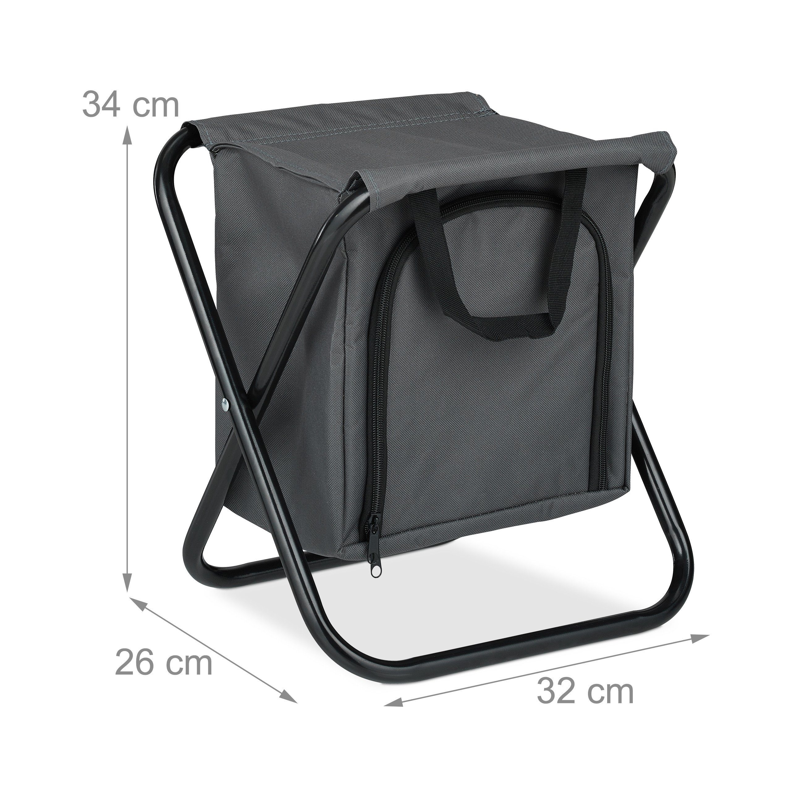 relaxdays Campinghocker Campinghocker mit Kühltasche, Grau