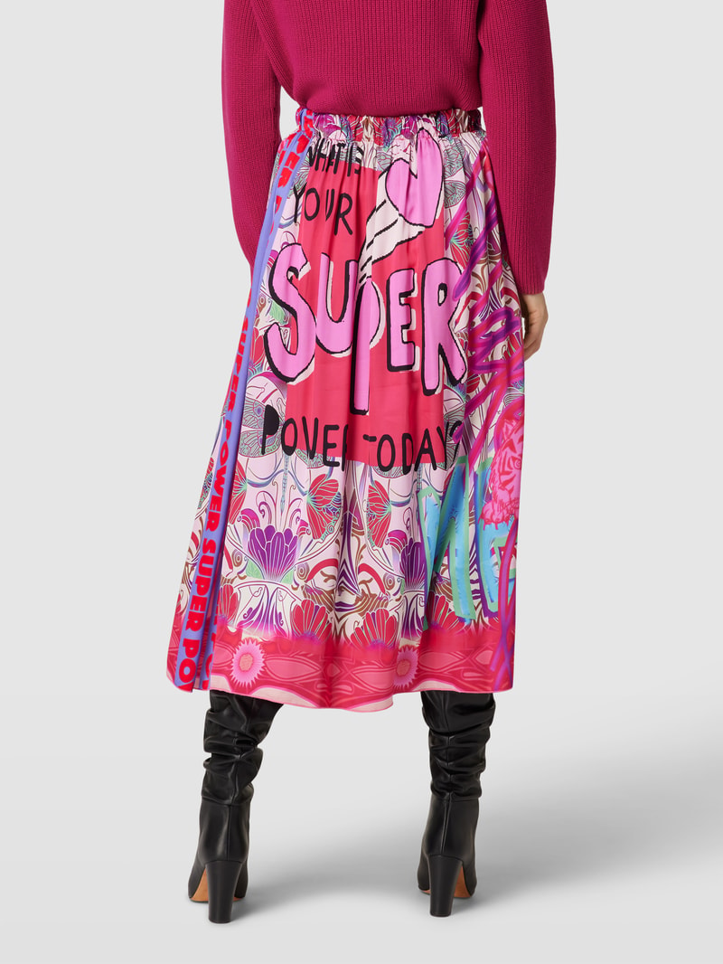 Midirock aus Viskose Modell 'SUPER POWER' in pink