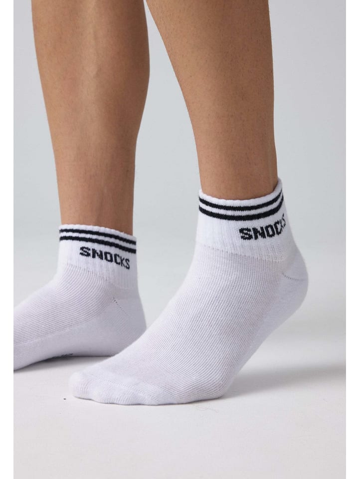SNOCKS Retro Sneaker Socken aus Bio-Baumwolle 4 Paar in Weiß (Streifen) günstig kaufen 47-50