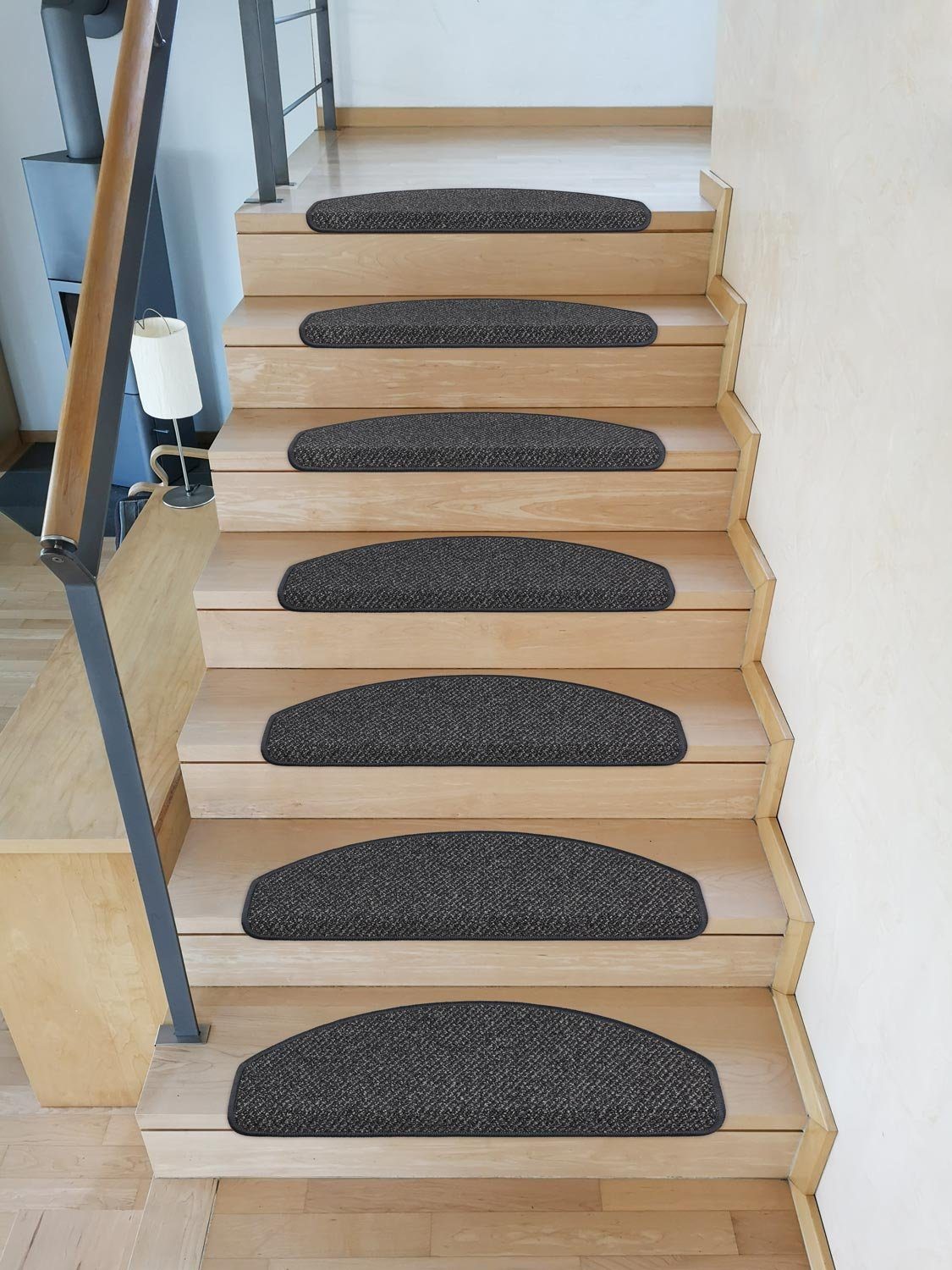 Stufenmatte Stufenmatten Vorwerk Lord Halbrund SparSet Anthrazit 15 Stück, Metzker®, halbrund, Höhe: 8 mm, 15 Stück im Set - Anthrazit