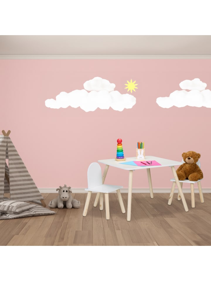 relaxdays 3-tlg. Kindersitzgruppe in Weiß/ Natur günstig kaufen onesize