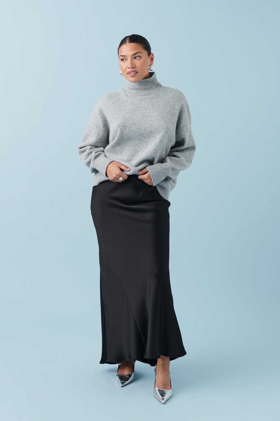 Satin maxi skirt