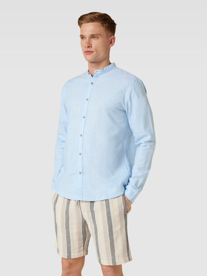Tailored Fit Freizeithemd mit Stehkragen in bleu