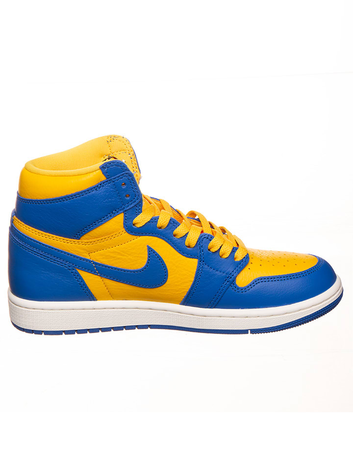 Air Jordan Leder-Sneaker ''1 Retro High'' in Gelb/ Blau günstig kaufen