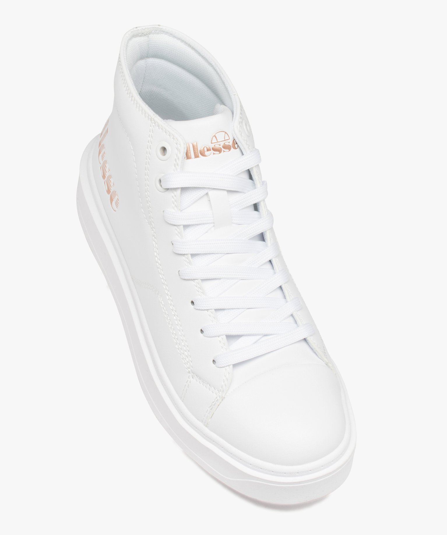 Baskets femme mid-cut unies à semelle épaisse crantée - E... blanc | GEMO
