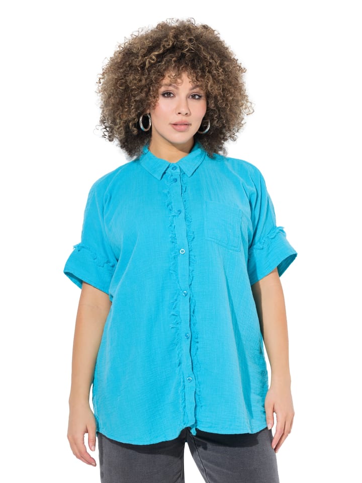 Ulla Popken Bluse in tiefes aqua günstig kaufen