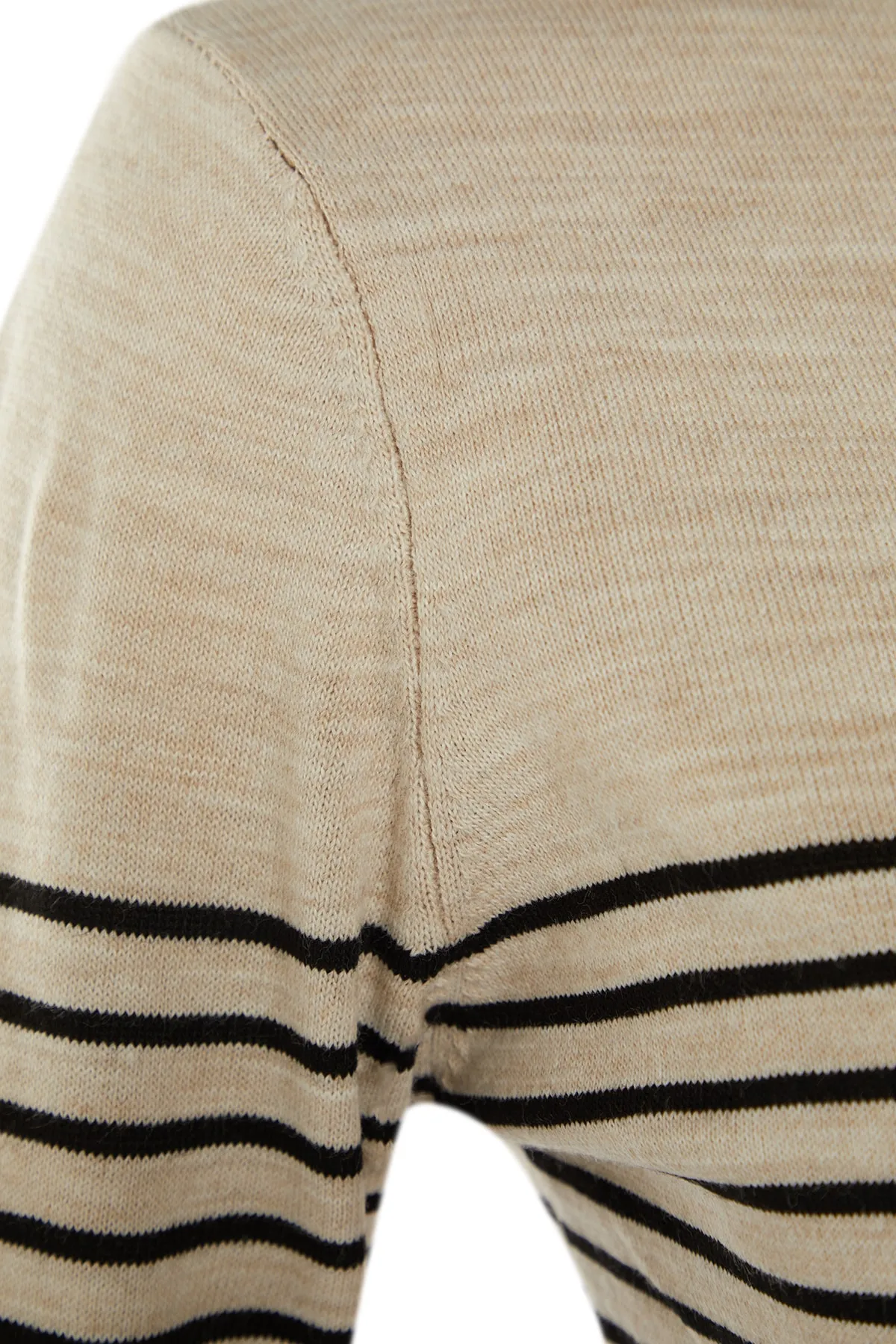 Trendyol Collection  Steinfarbener Basic-Strickpullover mit Streifen TWOAW23KZ01846