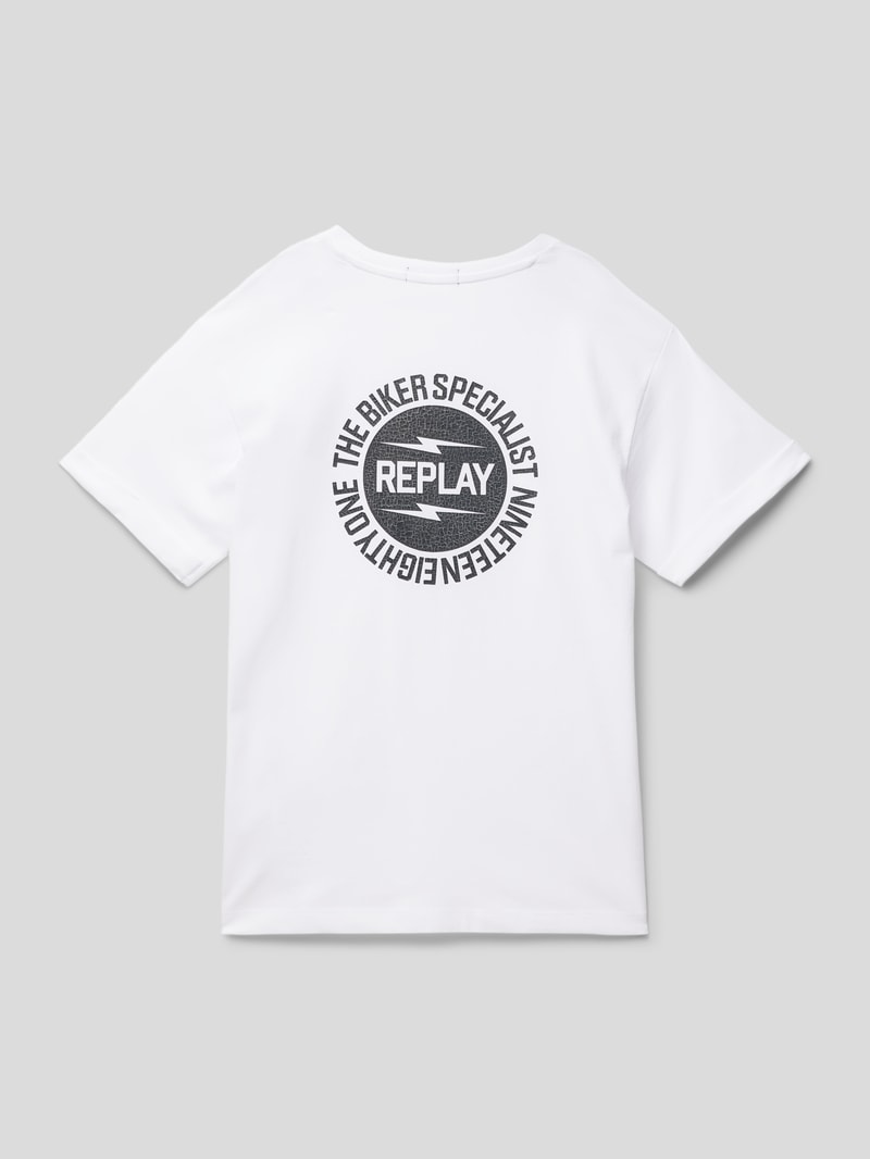 T-Shirt mit Label-Print in weiß