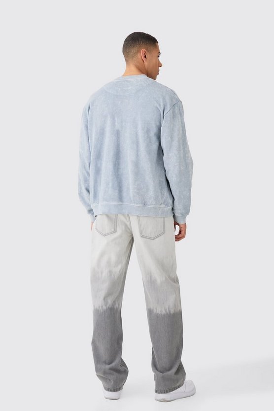 Oversize Sweatshirt mit Acid-Waschung und Man-Stickerei