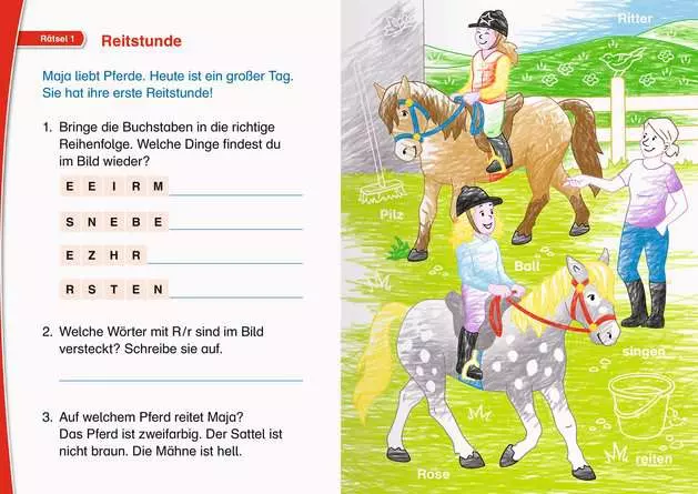 Leserabe Rätselspaß Zauber-Malrätsel zum Lesenlernen: Pferde (1. Lesestufe)