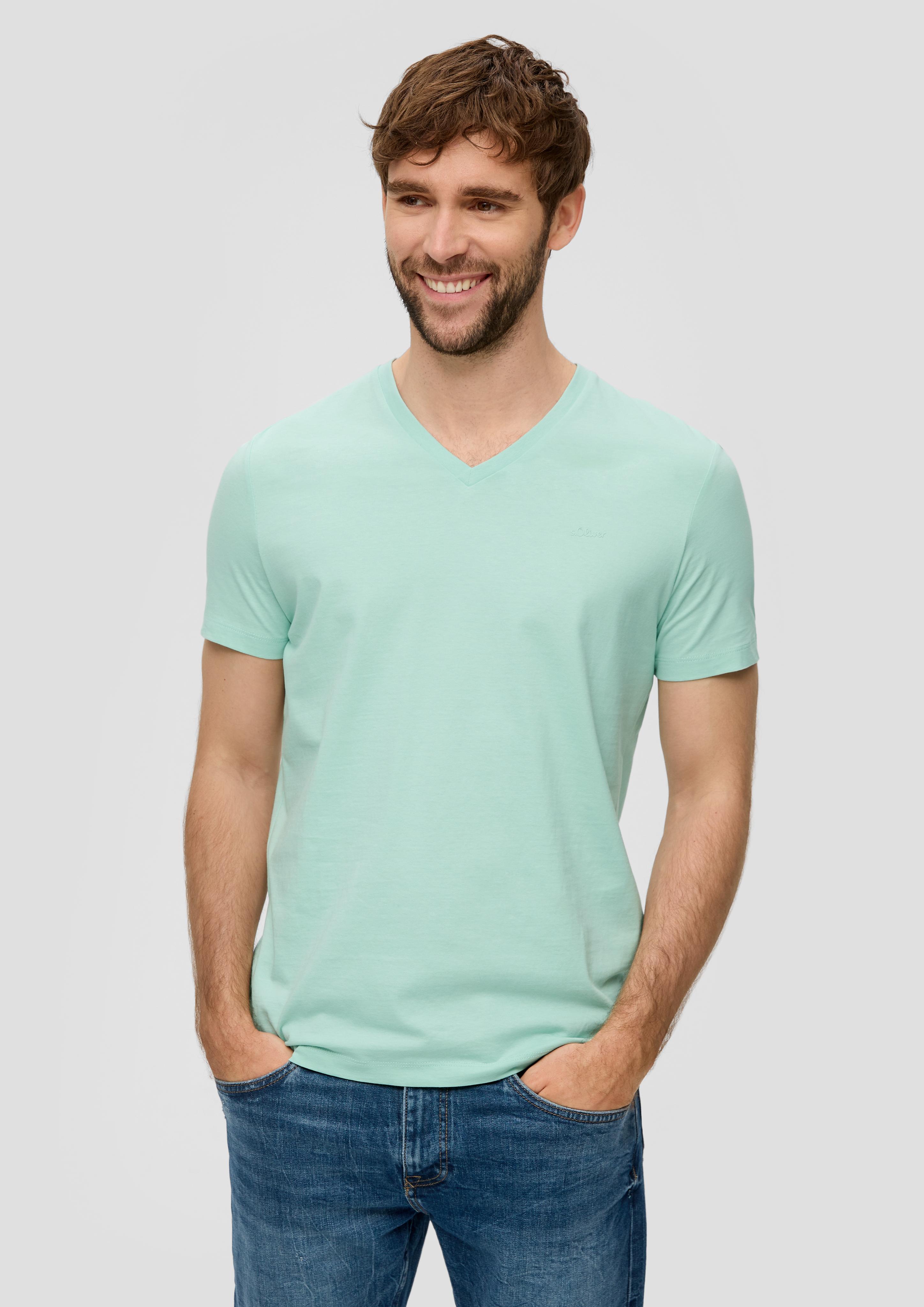 Baumwollshirt mit V-Ausschnitt  2143913-6501