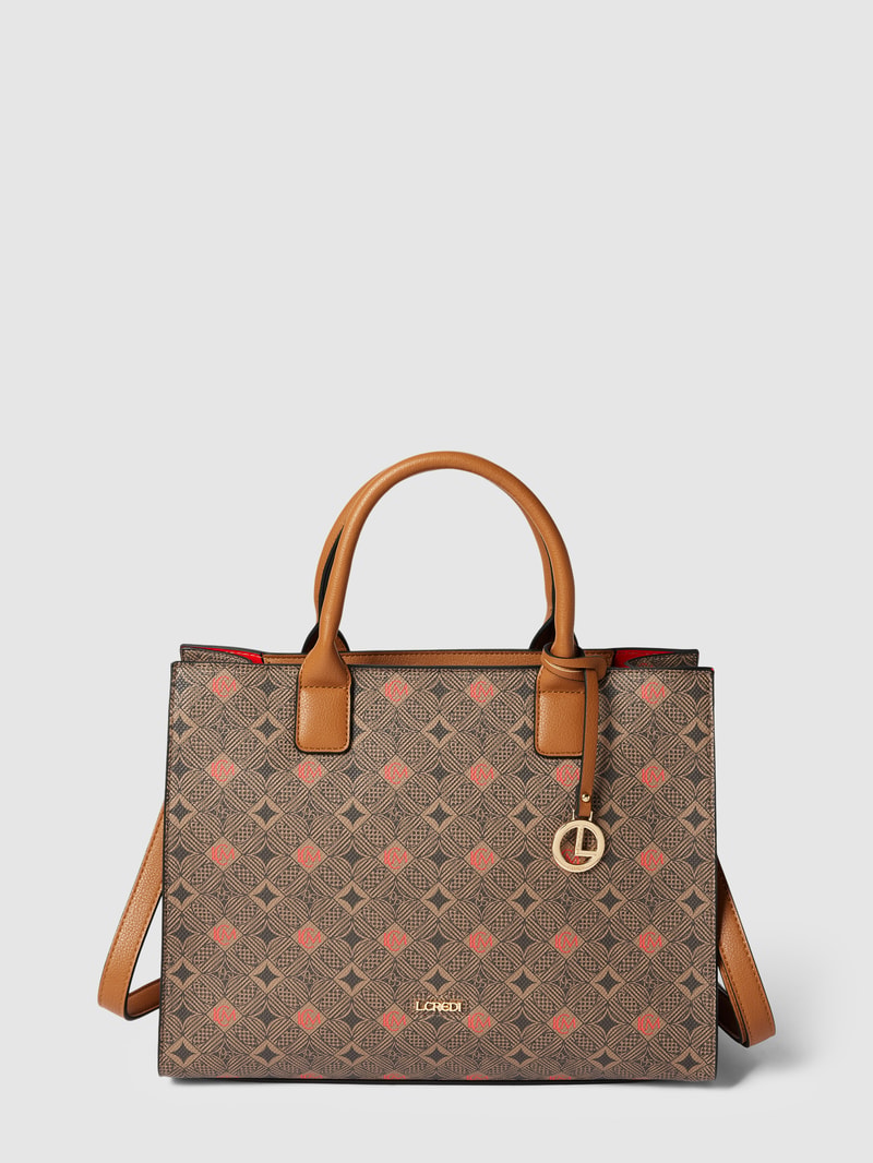 Handtasche mit Allover-Muster Modell 'Kiana' in mittelbraun
