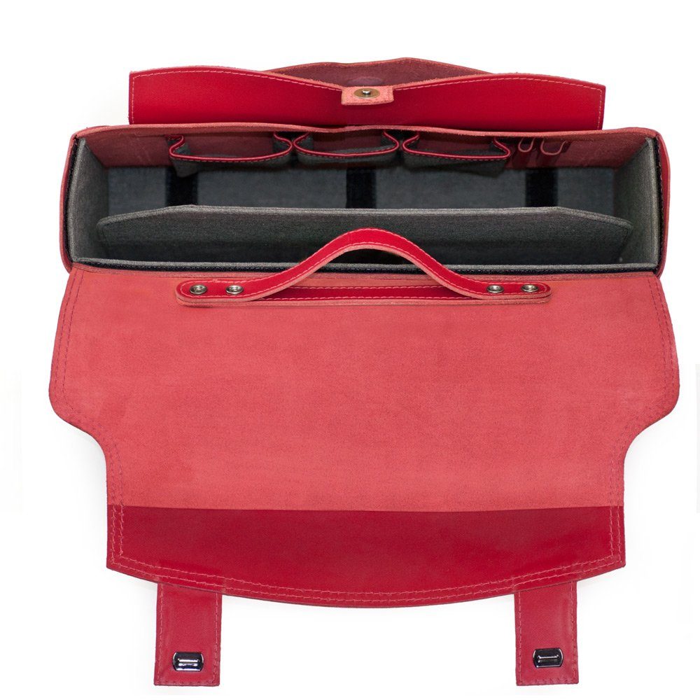 Jahn-Tasche Aktentasche Damen-Aktentasche, Leder Kirsch-Rot, Futter Grau, Jahn-Tasche 609