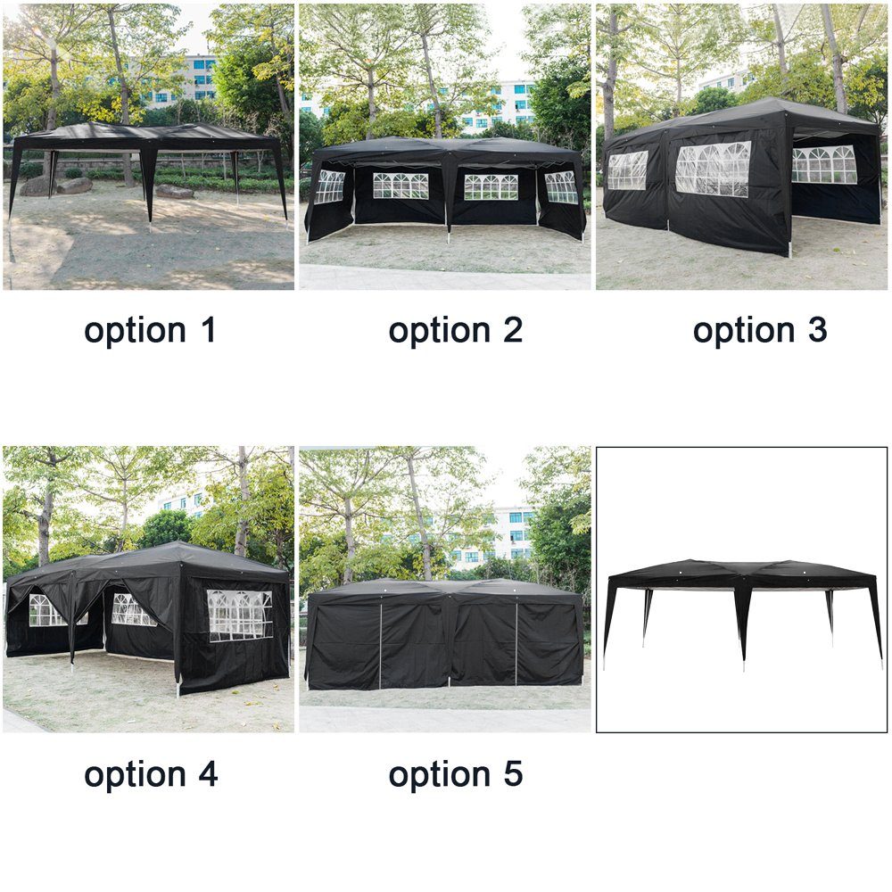 FCH Faltpavillon, Pavillon, Gartenzelt mit 6 Seitenteilen, 3x6 m, höhenverstellbar