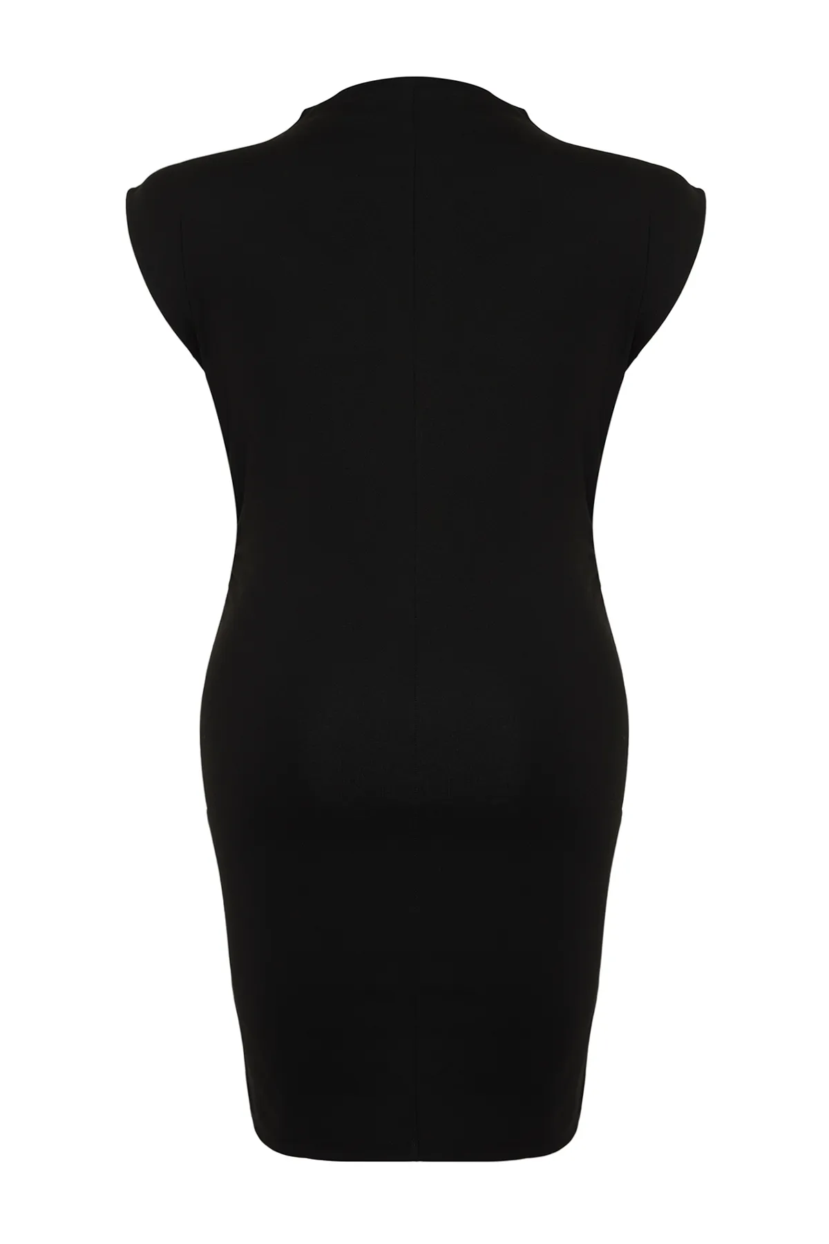 Trendyol Curve  Schwarzes, figurbetontes, gerafftes Mini-Strickkleid TBSSS24AH00045