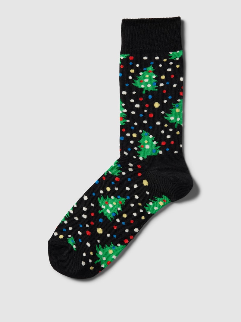 Socken mit Allover-Muster Modell 'CHRISTMAS NIGHT' in schwarz