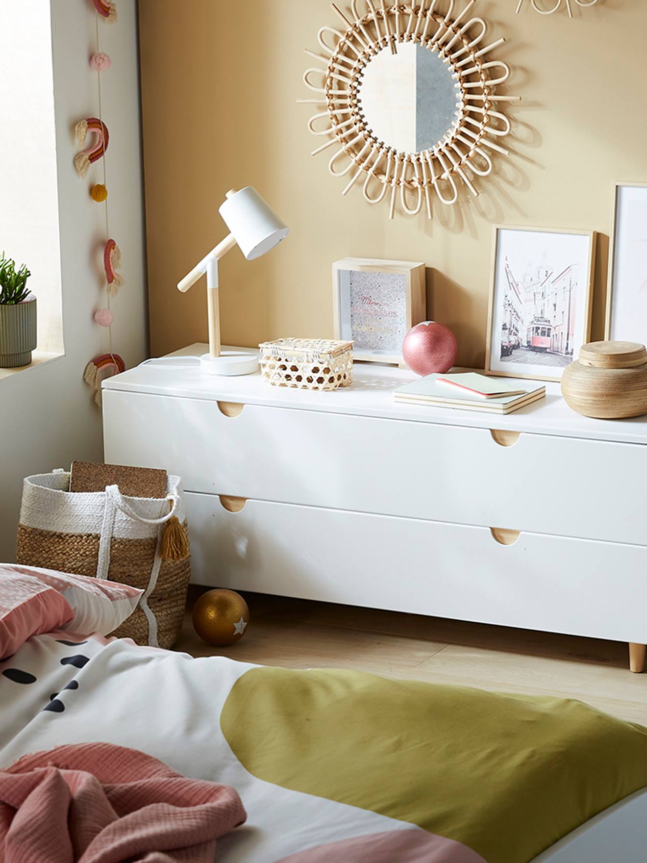 Vertbaudet Niedrige Kinderzimmer Kommode SMILE, 2 Schubladen - weiß