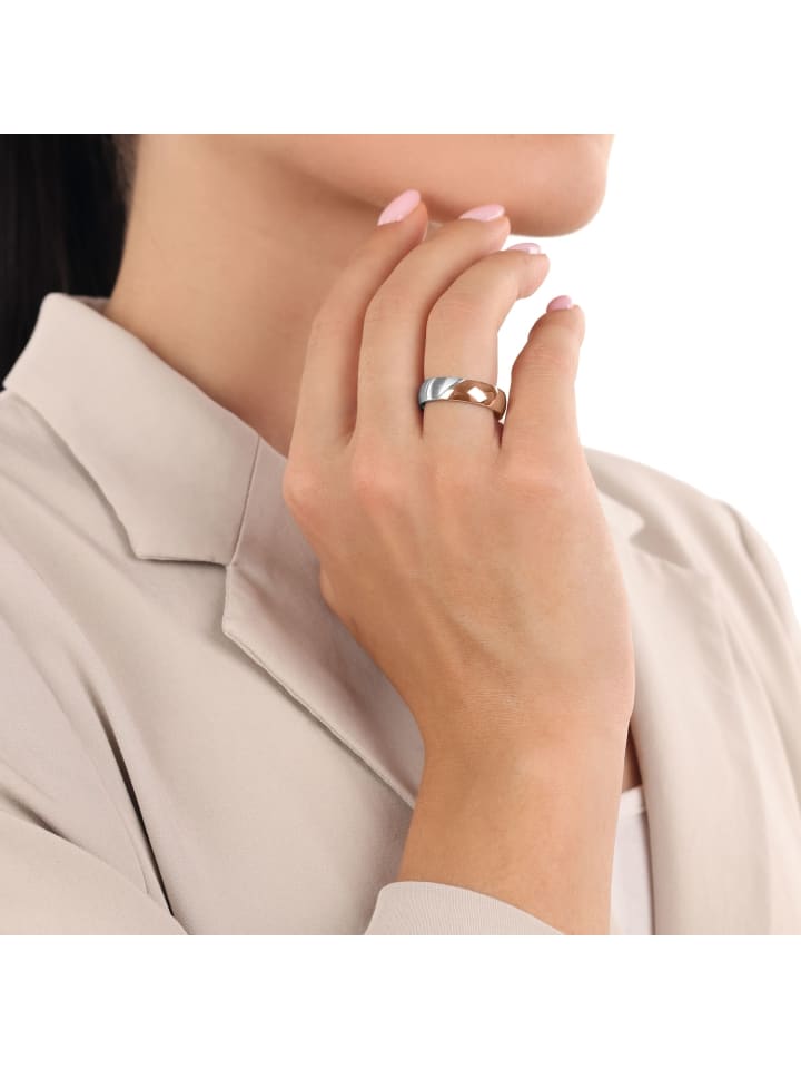 Amor Ring Edelstahl, IP Rose in Bicolor günstig kaufen