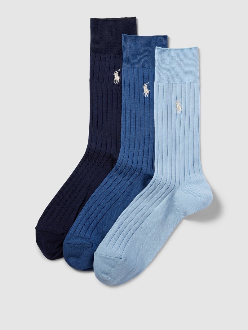 Socken mit Label-Stitching im 3er-Pack in blau