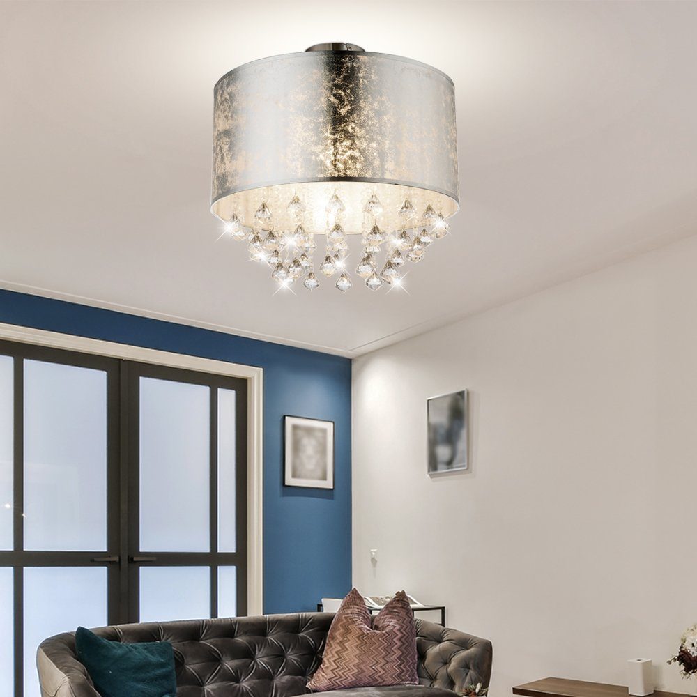 etc-shop LED Deckenleuchte, Leuchtmittel inklusive, Warmweiß, Farbwechsel, Decken Leuchte FERNBEDIENUNG Wohn Zimmer Kristall Lampe im Set