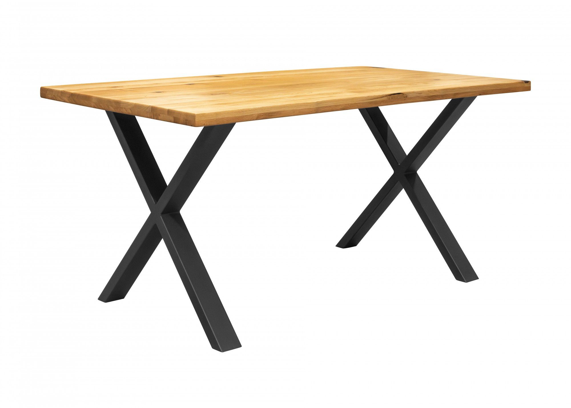Home affaire Esstisch Model 2, Eiche Massivholz, stabiler Stand durch pulverbeschichtete Metallbeine