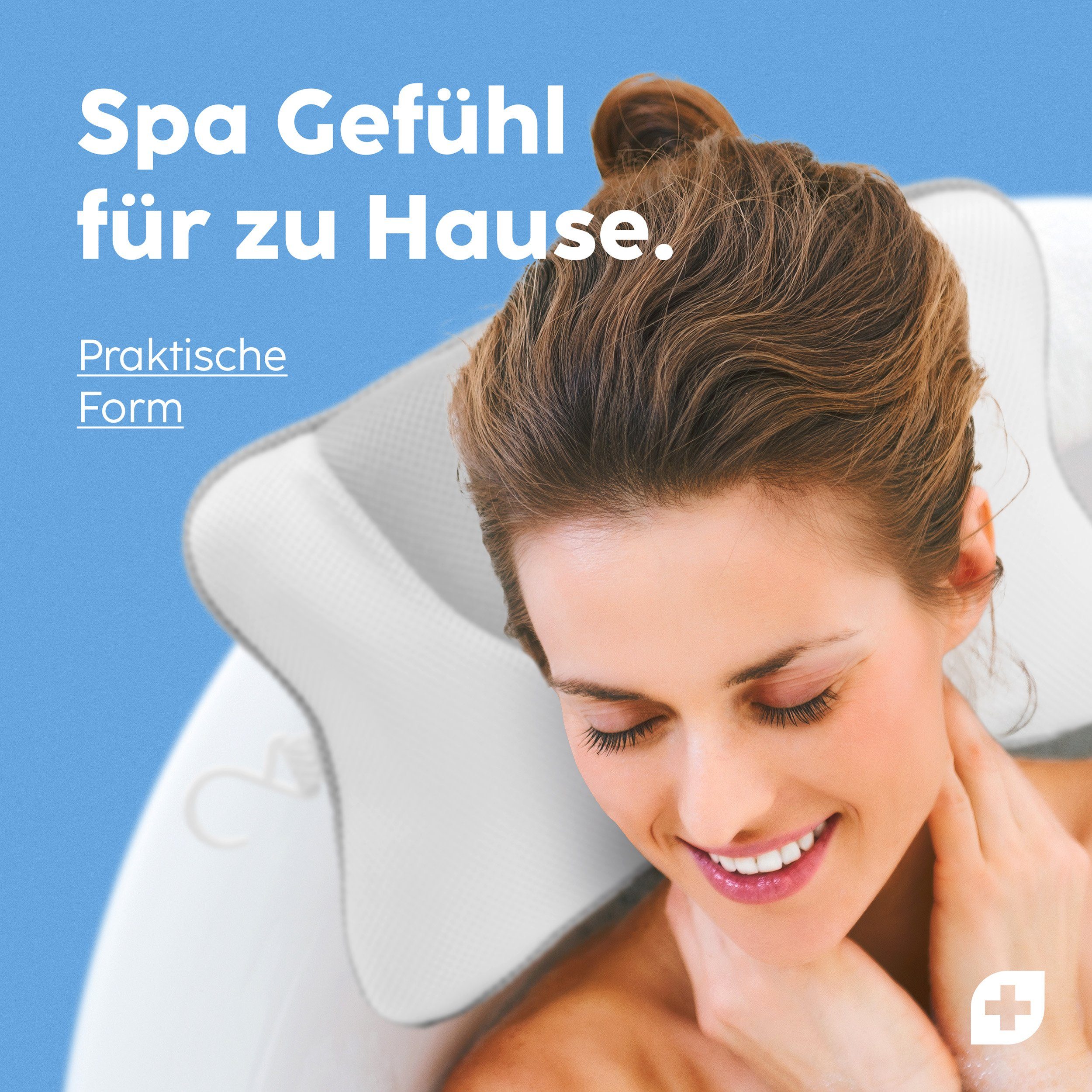 Nackenstützkissen Vesta+ Badewannenkissen M mit Saugnäpfen, Badekissen Nackenkissen, Vesta+, Waschmaschinentauglich, Klimaneutral und nachhaltig, Badewannenkissen