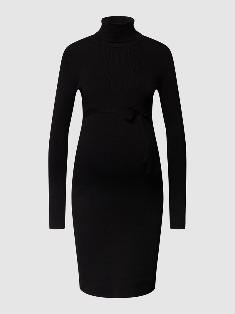 Umstands-Kleid mit Taillenband in schwarz