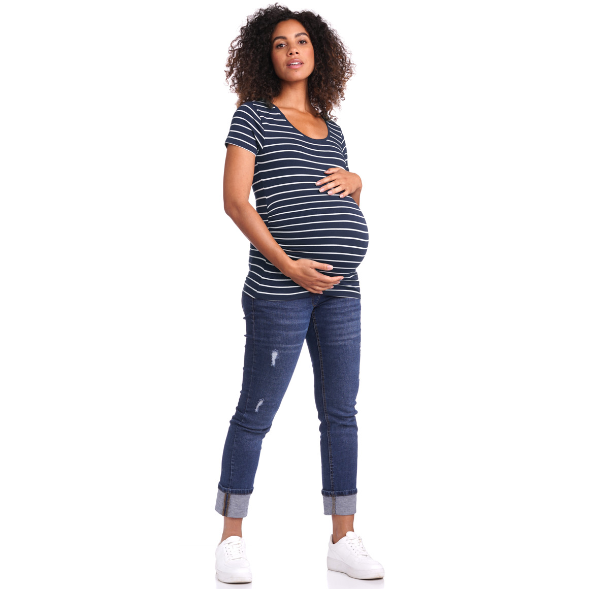2 Damen Umstands-T-Shirts mit Raffung