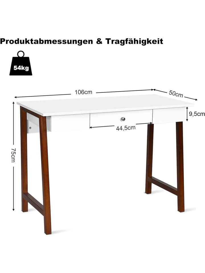 COSTWAY Schreibtisch mit Schublade in Braun günstig kaufen onesize