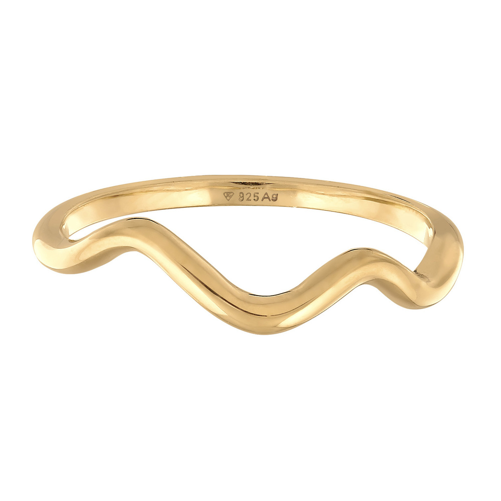 Elli Elli Bague Femmes Vagues Minimaliste Géo Tendance en Argent Sterling 925 Bague